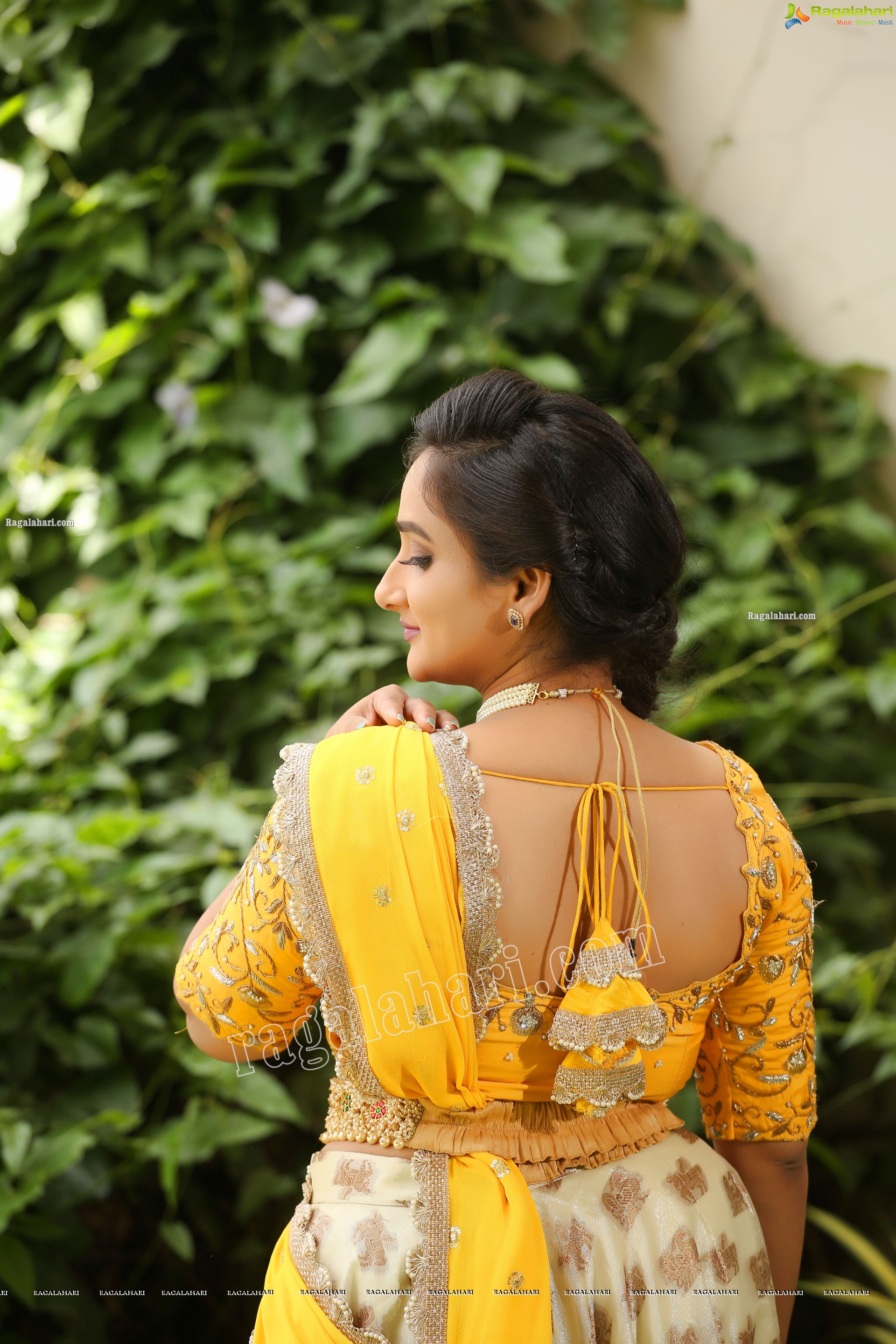 Madhu Krishnan in Cream and Yellow Lehenga Choli, Exclusive Photoshoot