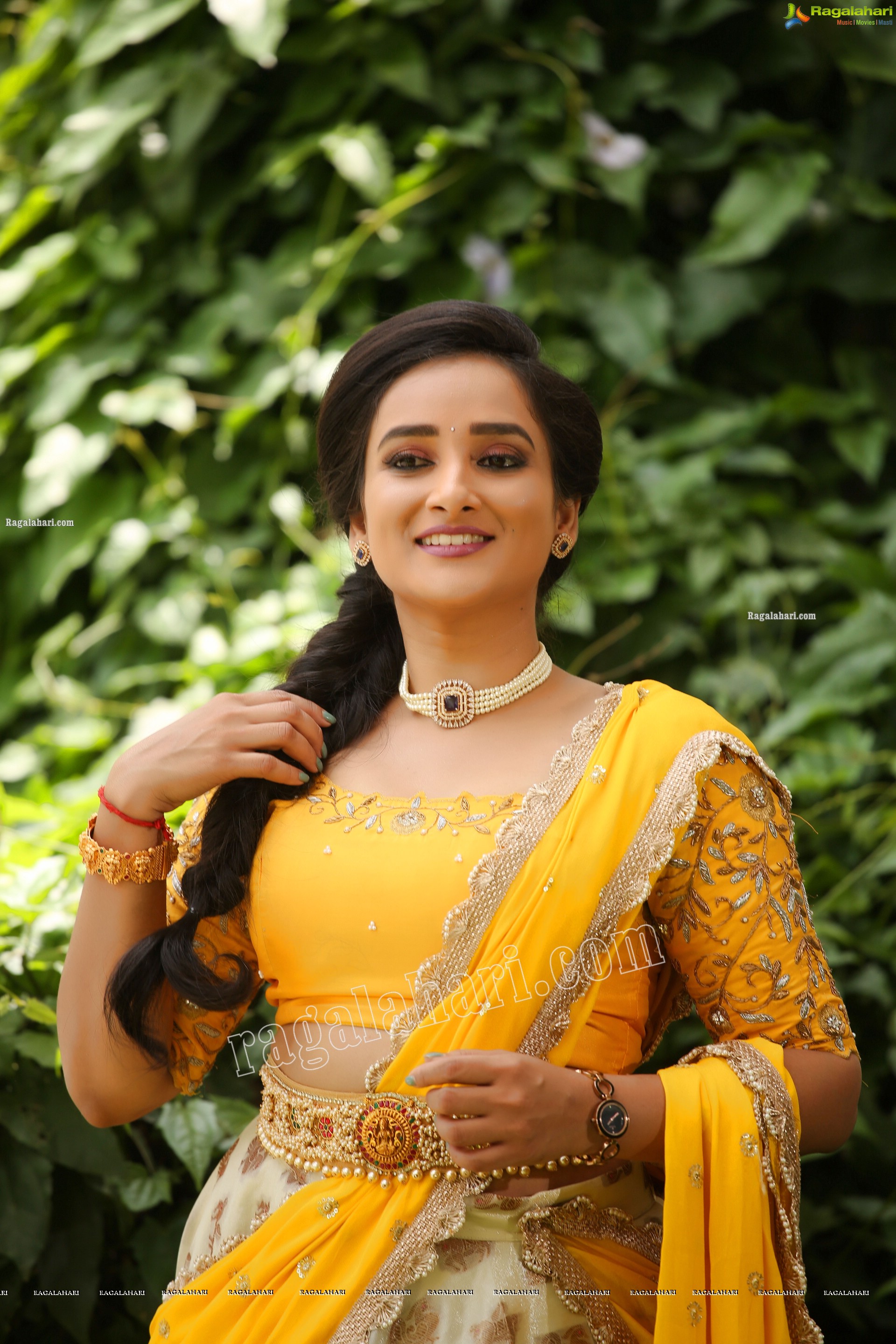 Madhu Krishnan in Cream and Yellow Lehenga Choli, Exclusive Photoshoot