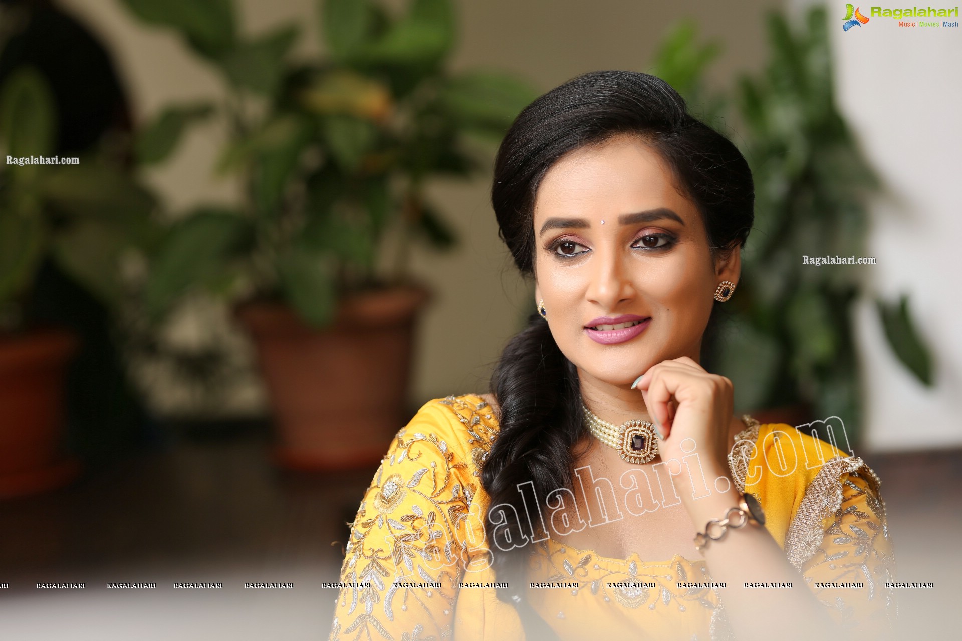 Madhu Krishnan in Cream and Yellow Lehenga Choli, Exclusive Photoshoot