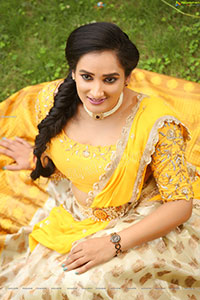 Madhu Krishnan in Cream and Yellow Lehenga Choli