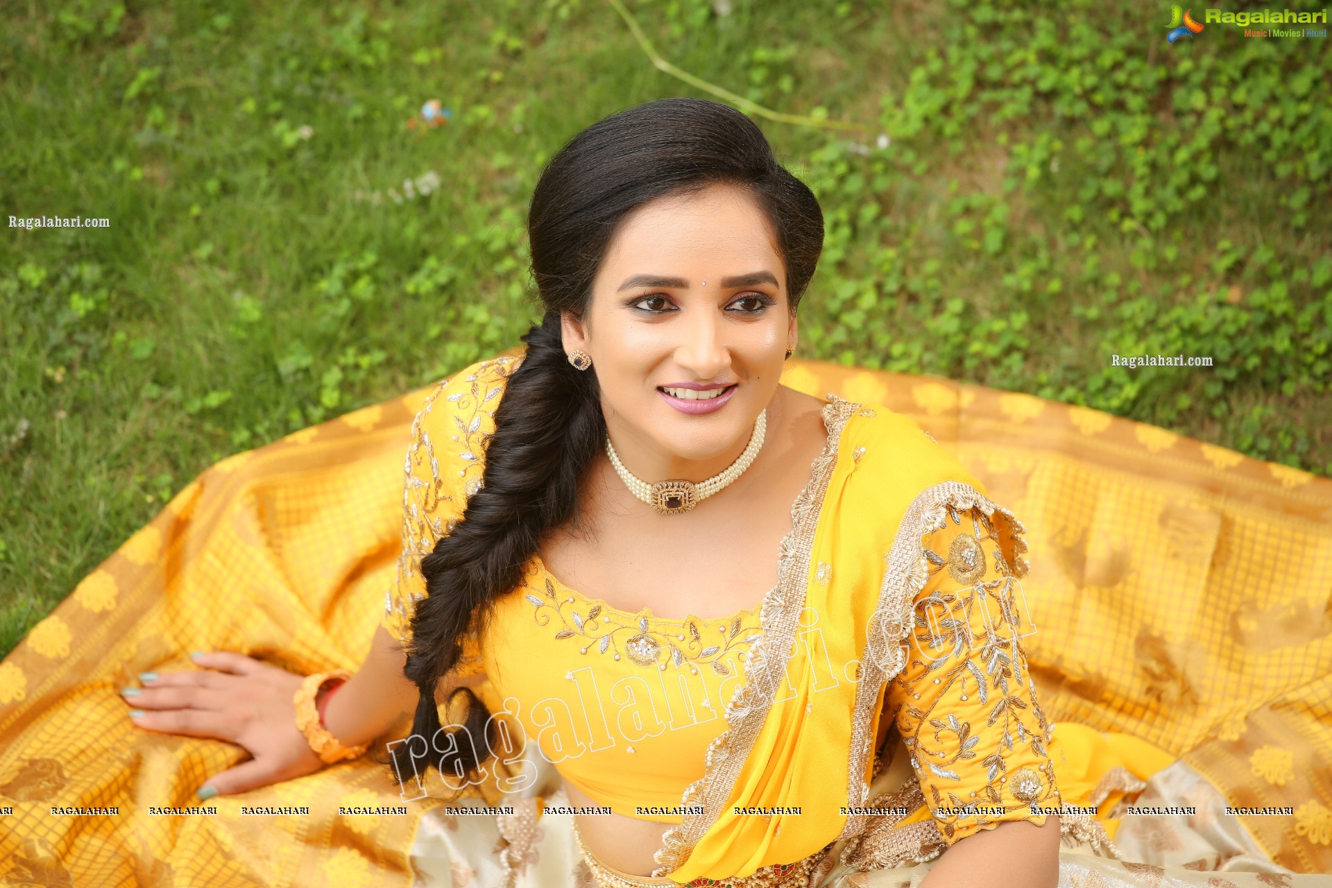 Madhu Krishnan in Cream and Yellow Lehenga Choli, Exclusive Photoshoot