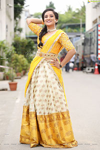 Madhu Krishnan in Cream and Yellow Lehenga Choli