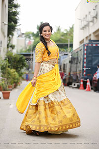 Madhu Krishnan in Cream and Yellow Lehenga Choli