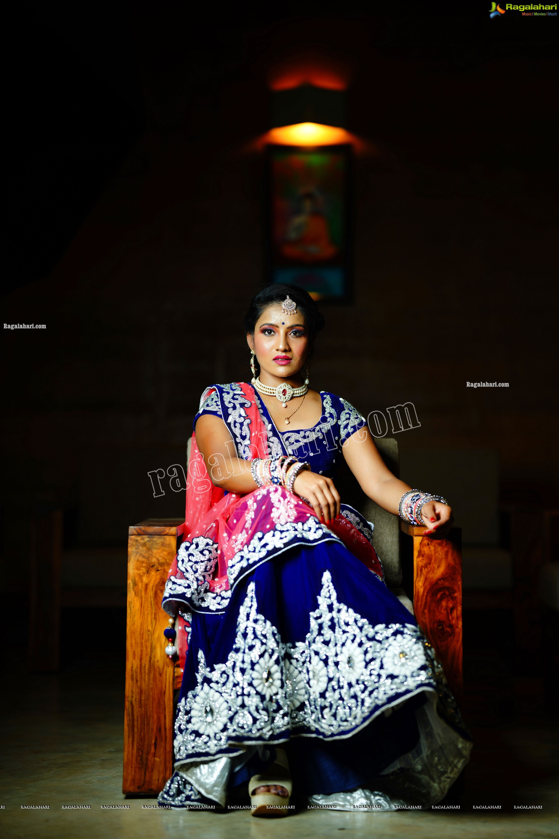 Mamatha Rahuth in Blue and Pink Lehenga Choli, HD Photo Gallery