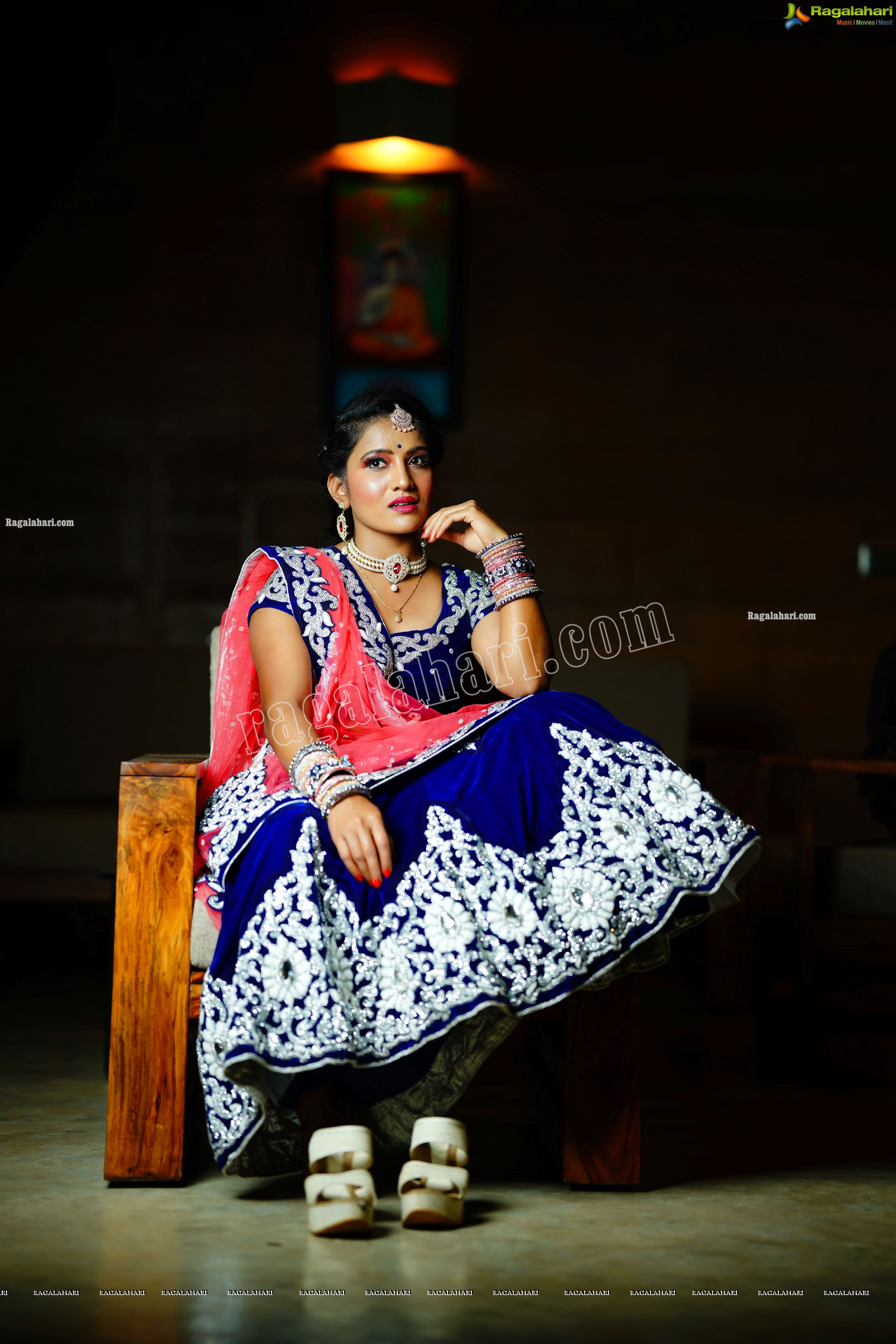 Mamatha Rahuth in Blue and Pink Lehenga Choli, HD Photo Gallery