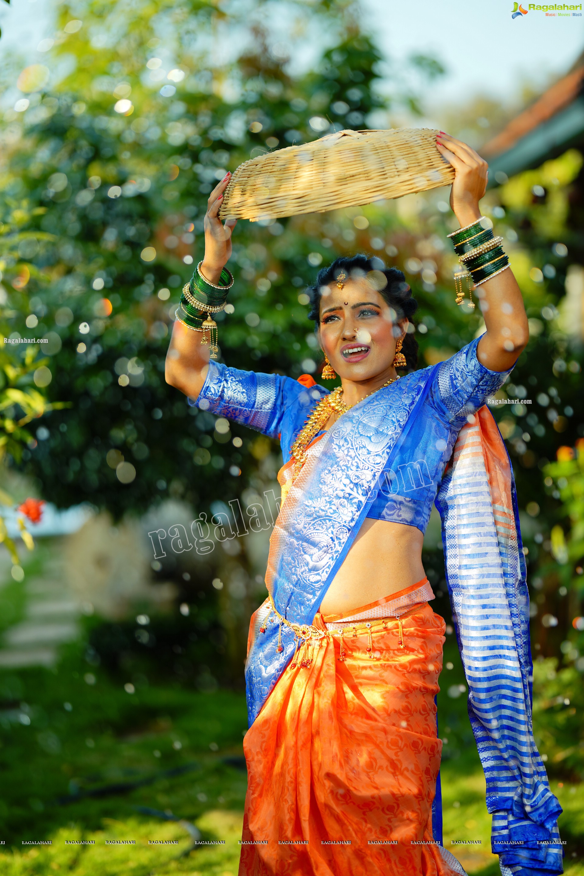 Mamatha Rahuth in Orange Saree Gochikattu Style, HD Photo Gallery