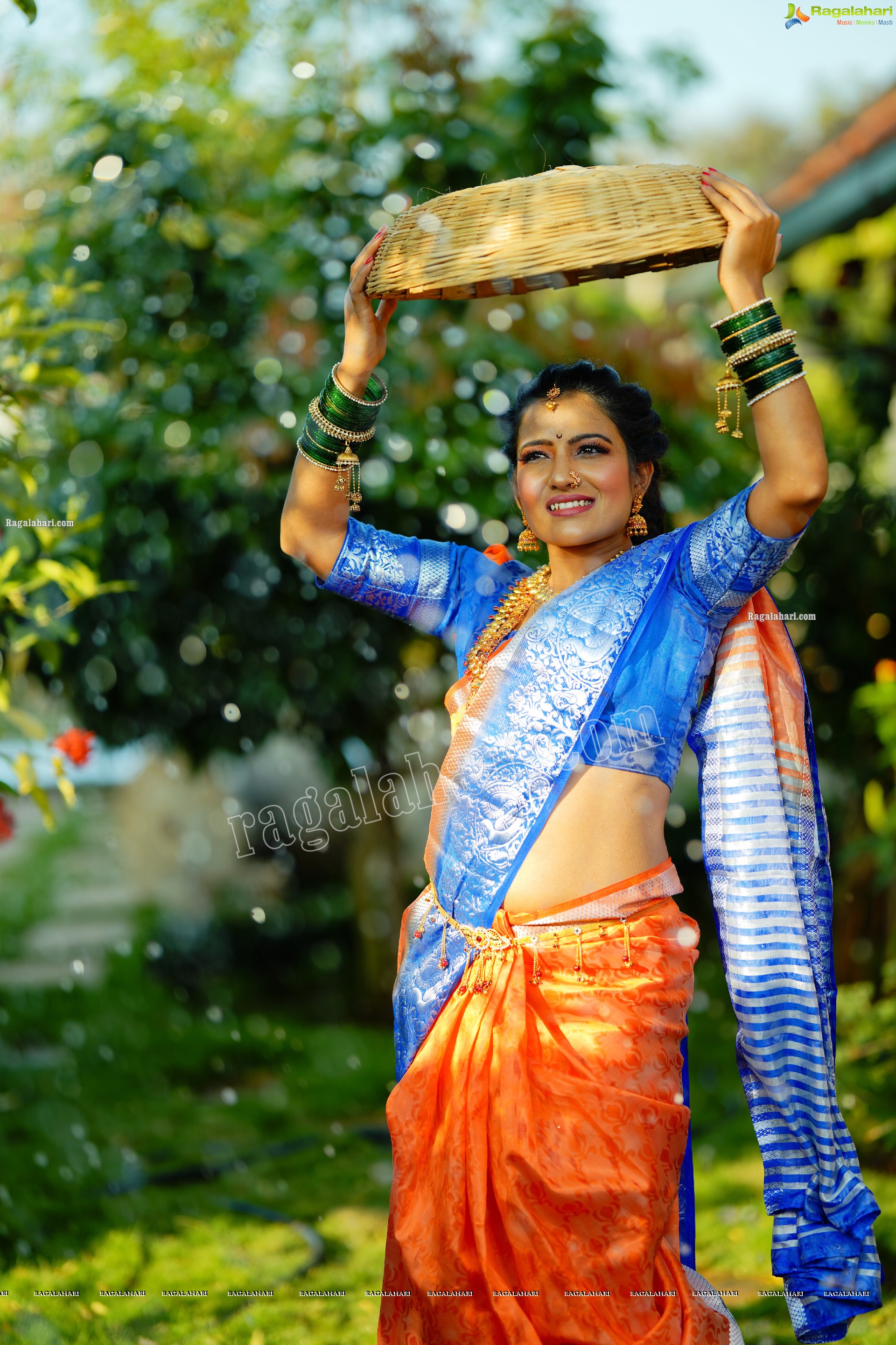 Mamatha Rahuth in Orange Saree Gochikattu Style, HD Photo Gallery