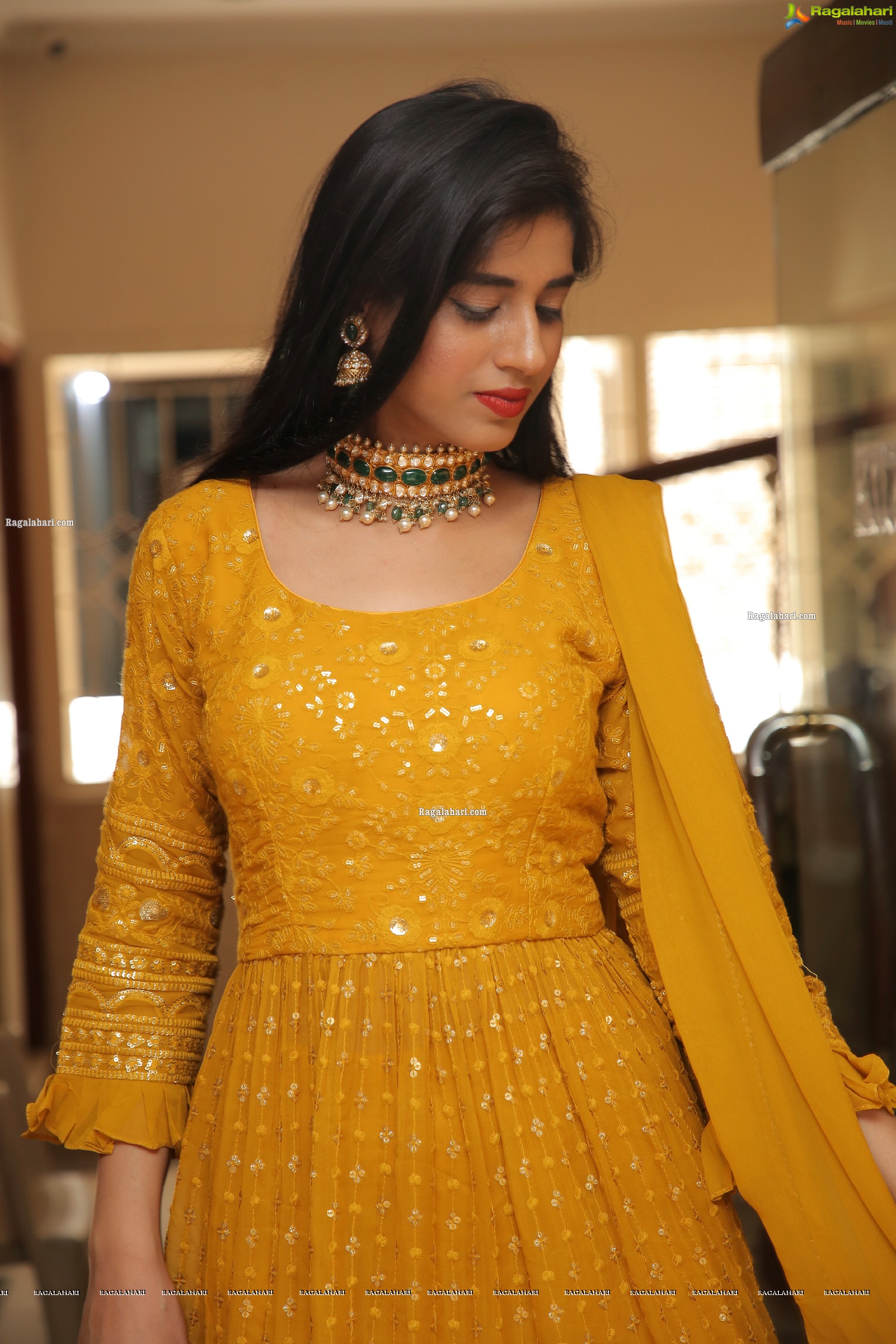 Naziya Khan in Yellow Ornate Dress, HD Photo Gallery