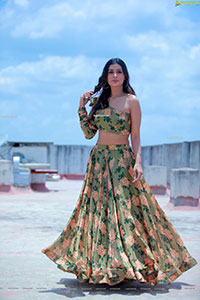 Payal Rajput in Green Floral Skirt