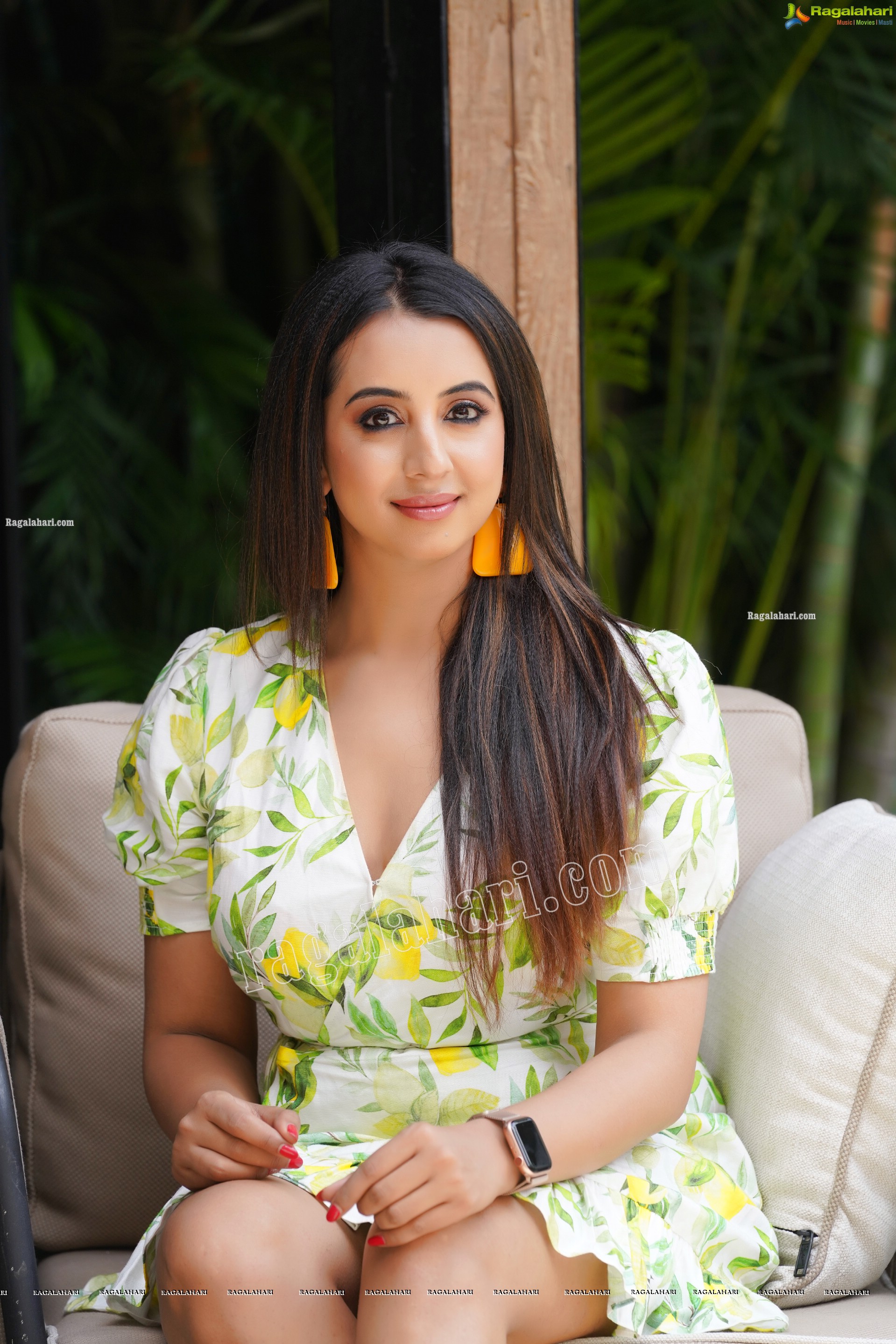 Sanjjanaa Galrani in White Floral Printed Mini Dress, Exclusive Photoshoot