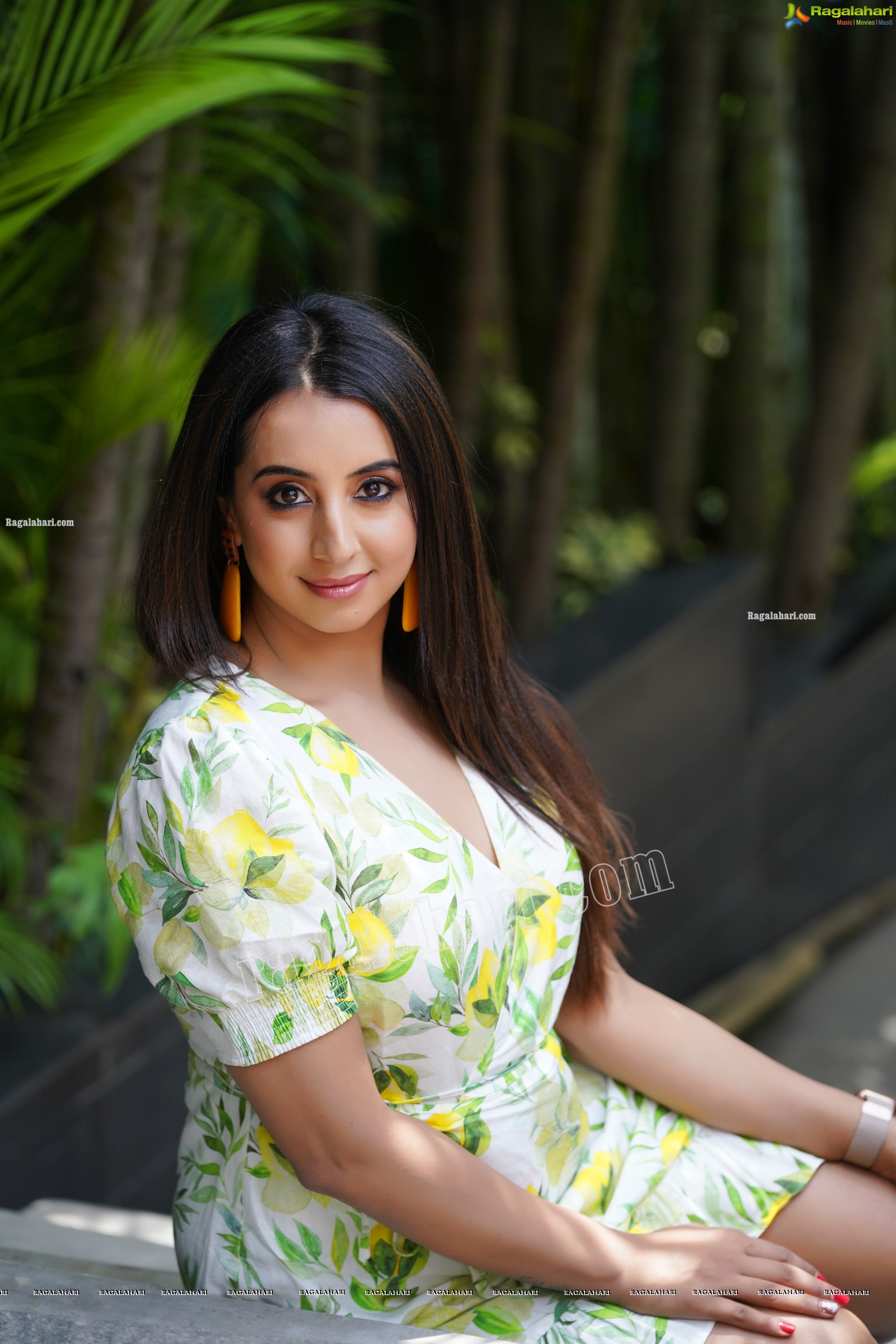 Sanjjanaa Galrani in White Floral Printed Mini Dress, Exclusive Photoshoot