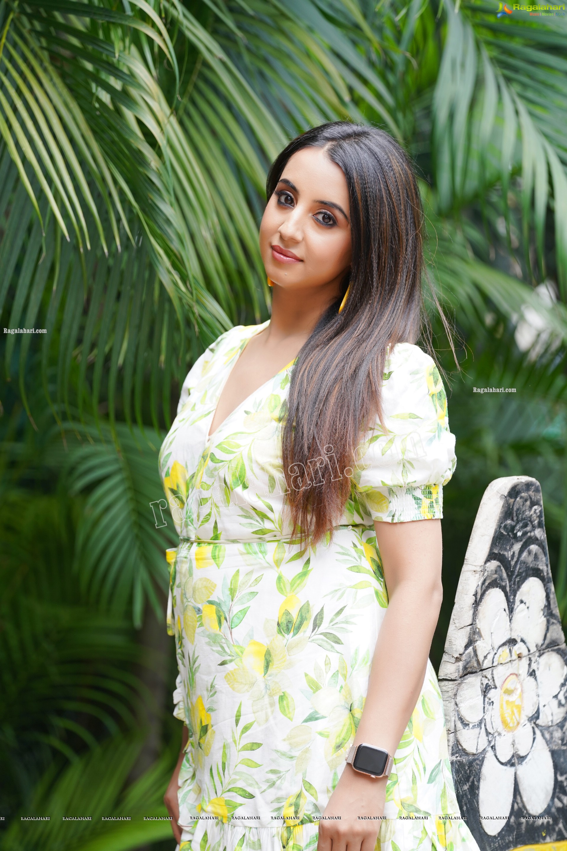 Sanjjanaa Galrani in White Floral Printed Mini Dress, Exclusive Photoshoot