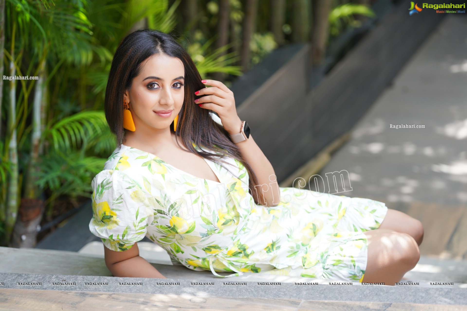 Sanjjanaa Galrani in White Floral Printed Mini Dress, Exclusive Photoshoot