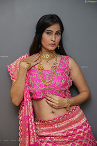 Shubhangi Kamble in Pink Embellished Lehenga