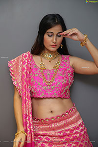 Shubhangi Kamble in Pink Embellished Lehenga