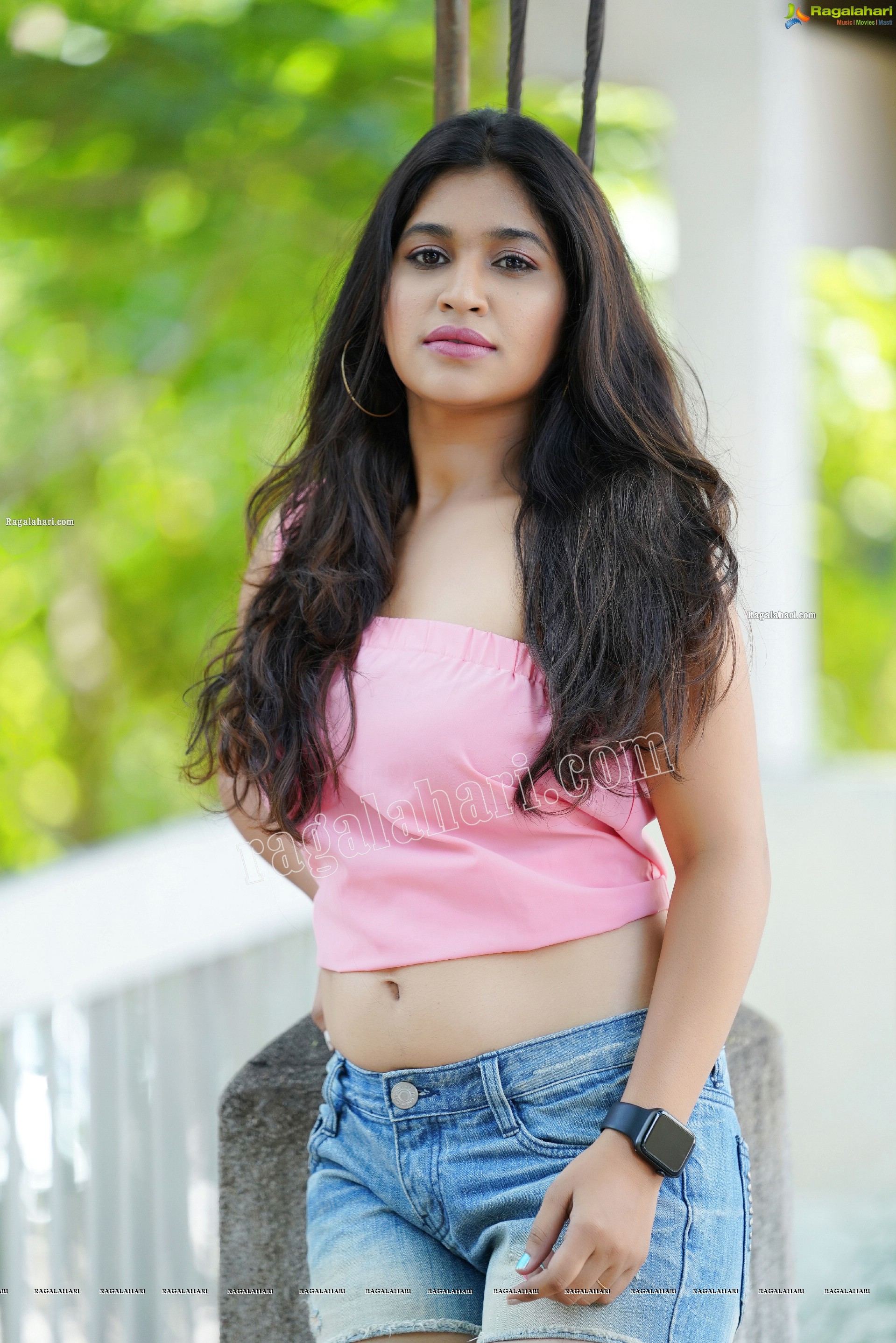 Honey Royal in Pink One-Shoulder Top and Jeans, Exclusive Photoshoot