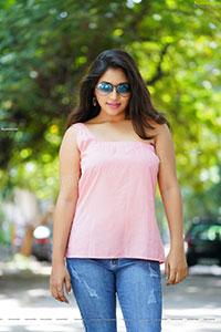 Honey Royal in Pink One-Shoulder Top and Jeans, Exclusive