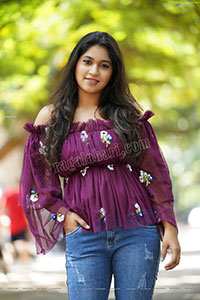 Honey Royal in Dark Purple Peplum Top and Jeans