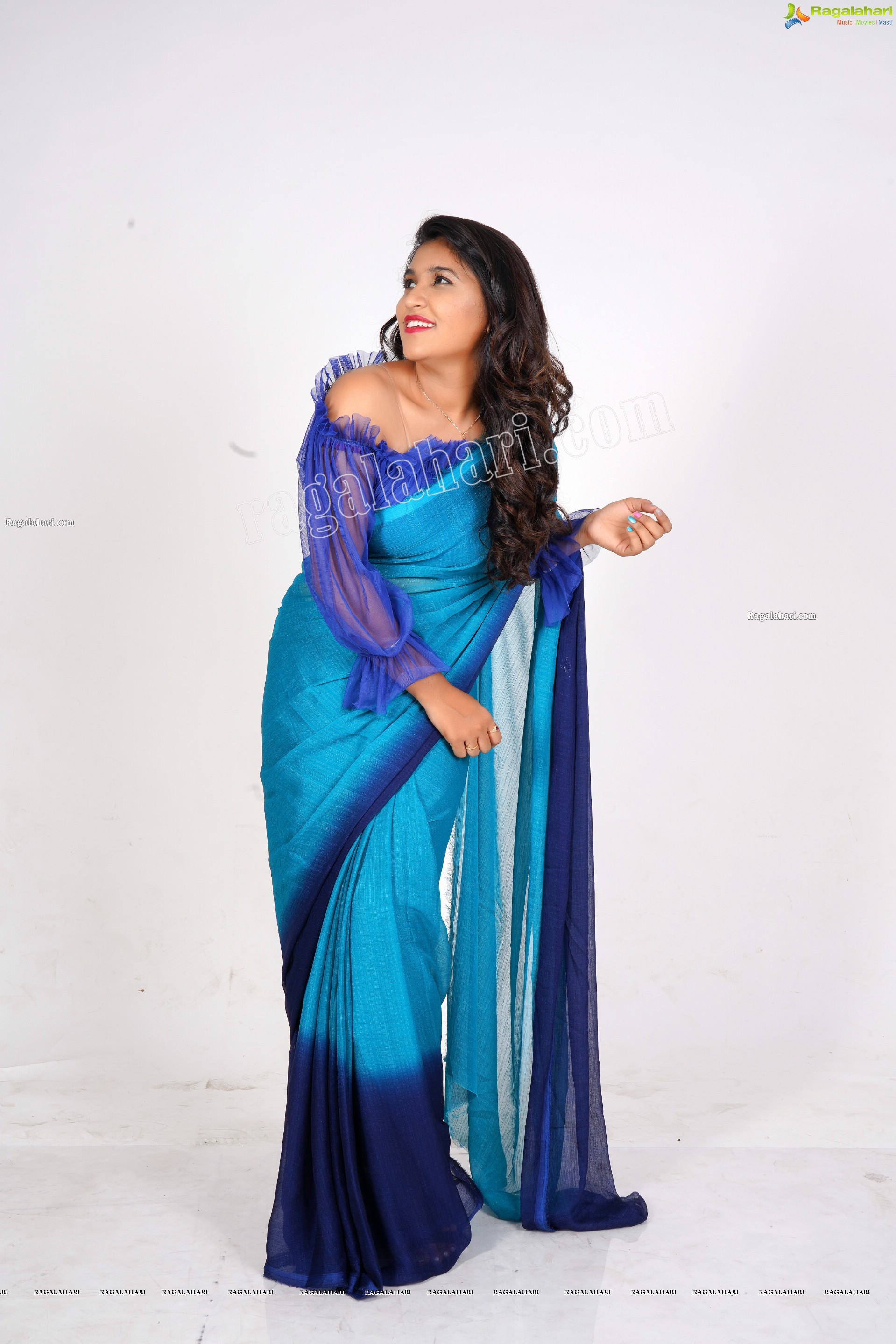 Honey Royal in Royal Blue Saree, Exclusive Photoshoot