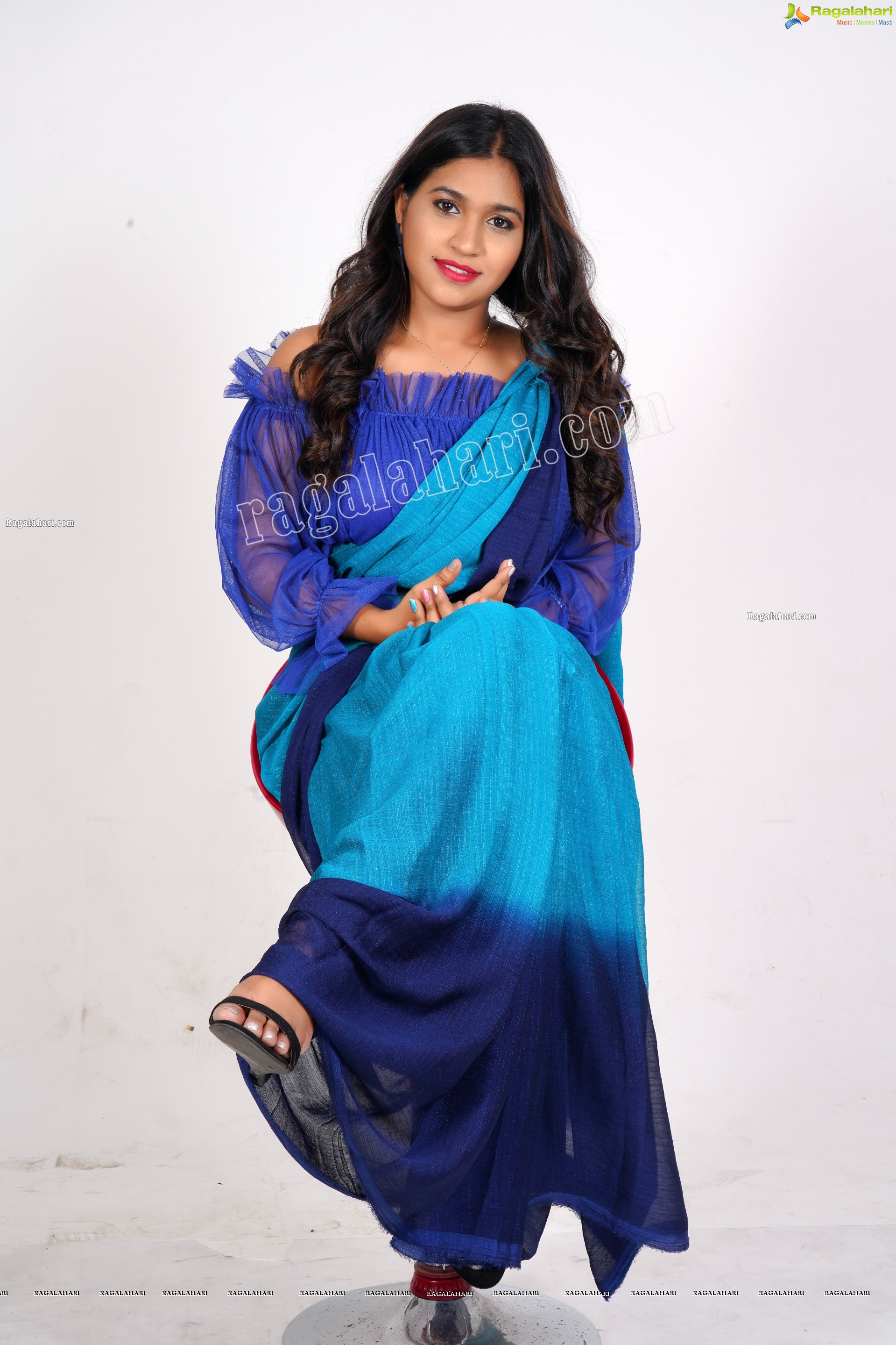 Honey Royal in Royal Blue Saree, Exclusive Photoshoot