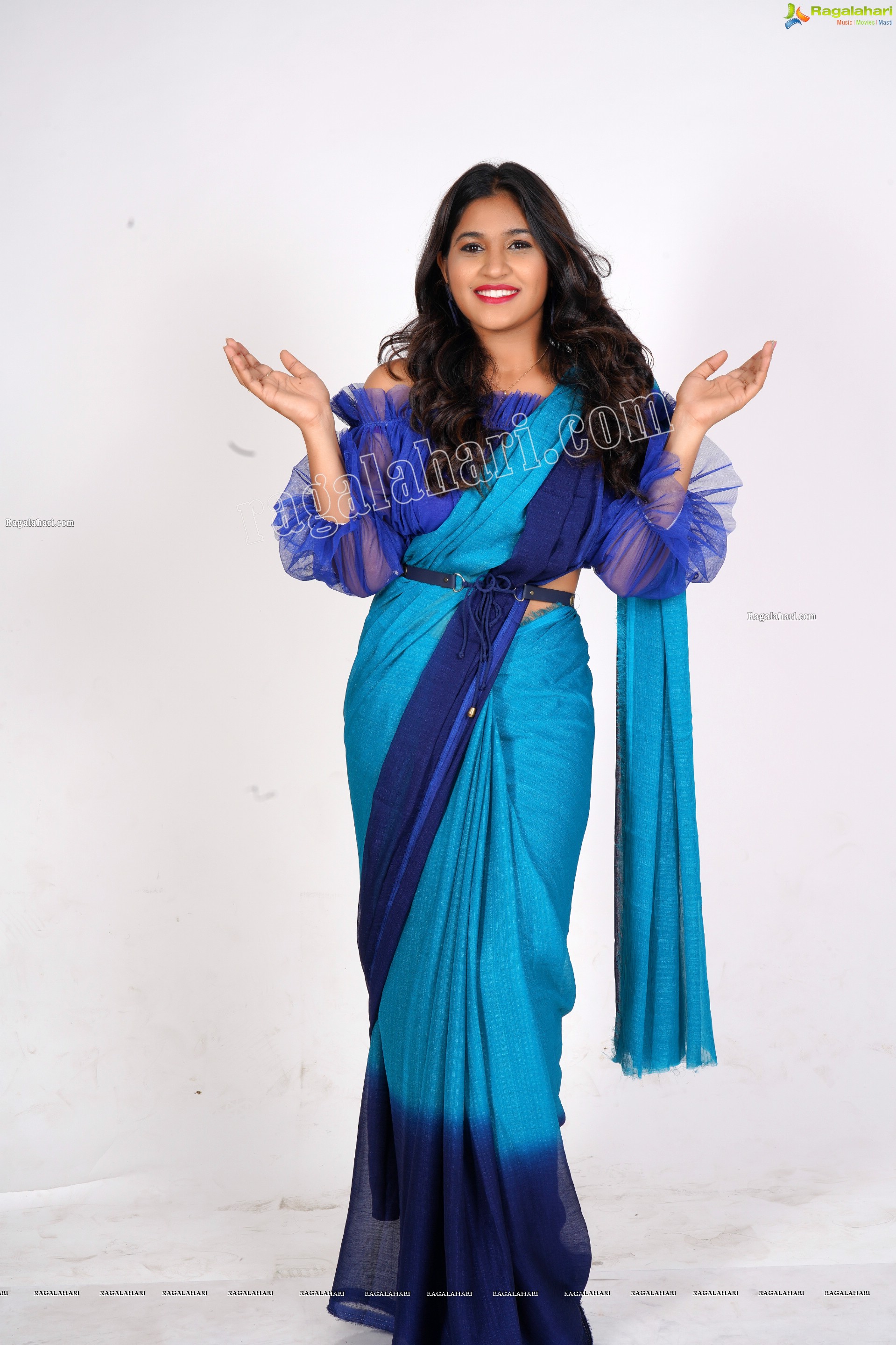 Honey Royal in Royal Blue Saree, Exclusive Photoshoot