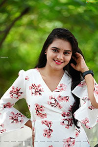 Jashvika in White Floral Dress Exclusive Photoshoot