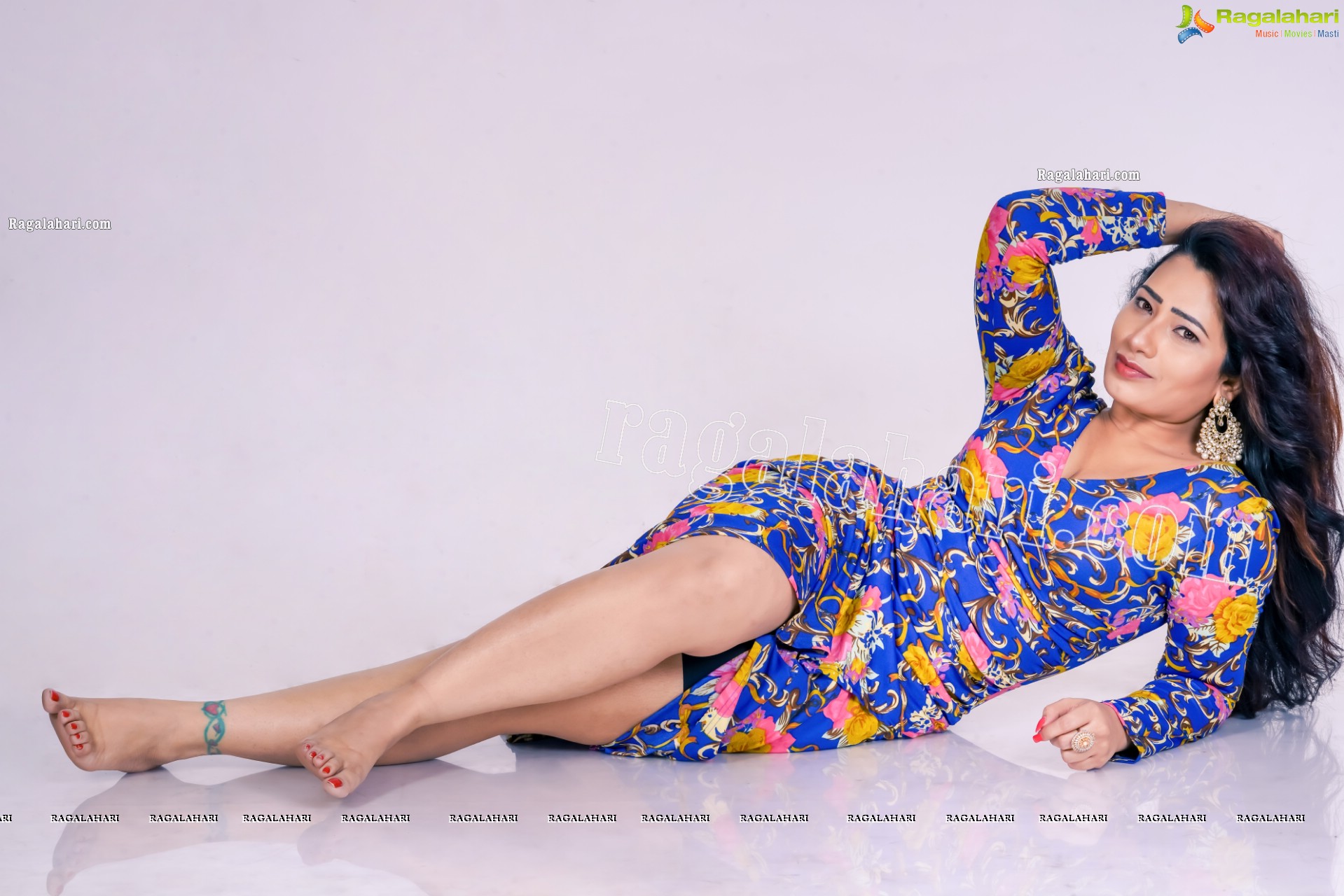 Sanjana Naidu in Dark Blue Floral Dress, Exclusive Photoshoot