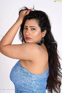 Sanjana Naidu in Light Blue One Shoulder Sequin Bodycon