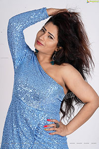 Sanjana Naidu in Light Blue One Shoulder Sequin Bodycon