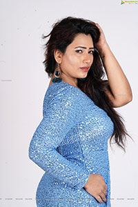 Sanjana Naidu in Light Blue One Shoulder Sequin Bodycon