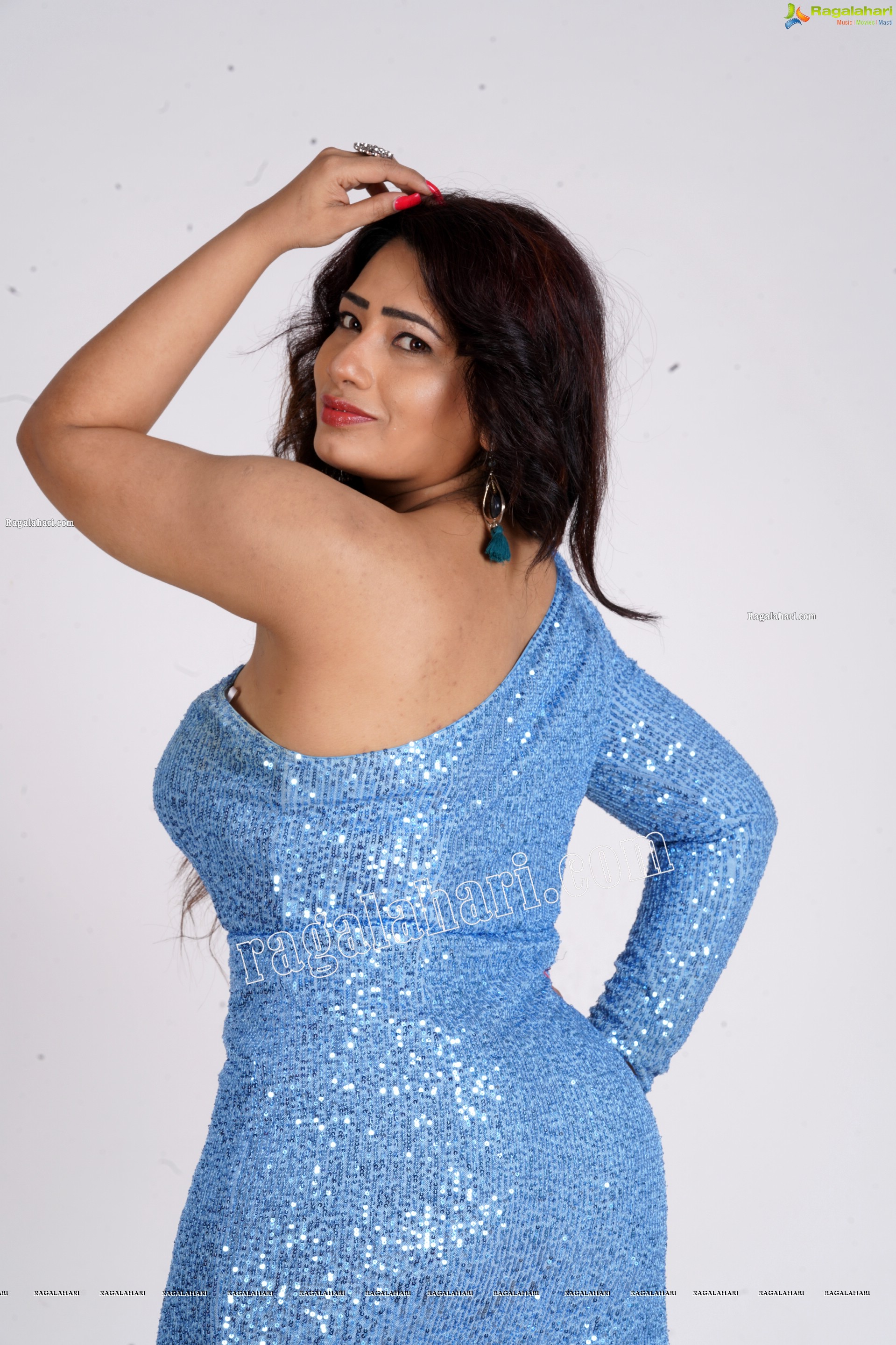 Sanjana Naidu in Light Blue One Shoulder Sequin Bodycon, Exclusive Photoshoot