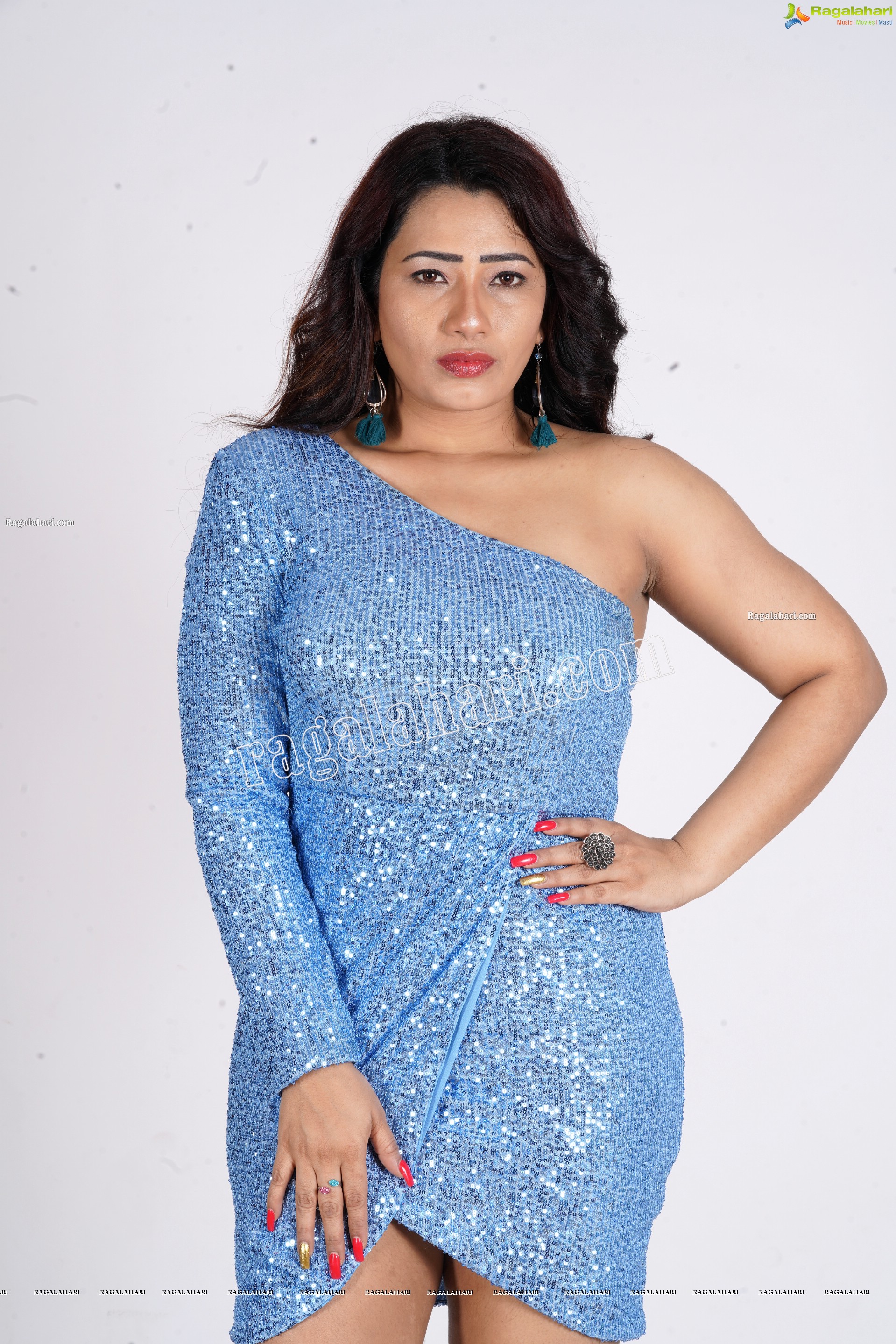 Sanjana Naidu in Light Blue One Shoulder Sequin Bodycon, Exclusive Photoshoot