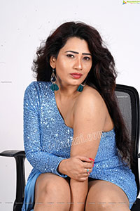 Sanjana Naidu in Light Blue One Shoulder Sequin Bodycon