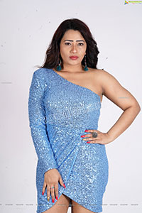 Sanjana Naidu in Light Blue One Shoulder Sequin Bodycon