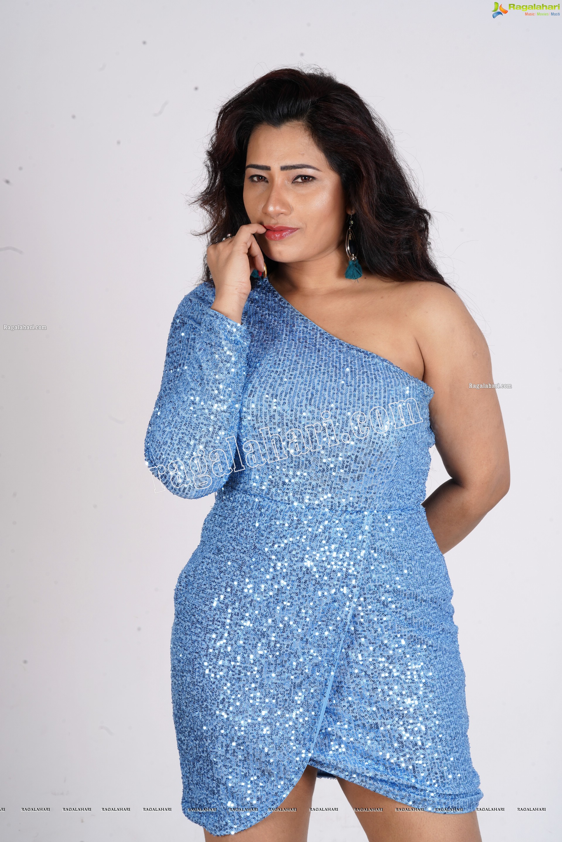 Sanjana Naidu in Light Blue One Shoulder Sequin Bodycon, Exclusive Photoshoot