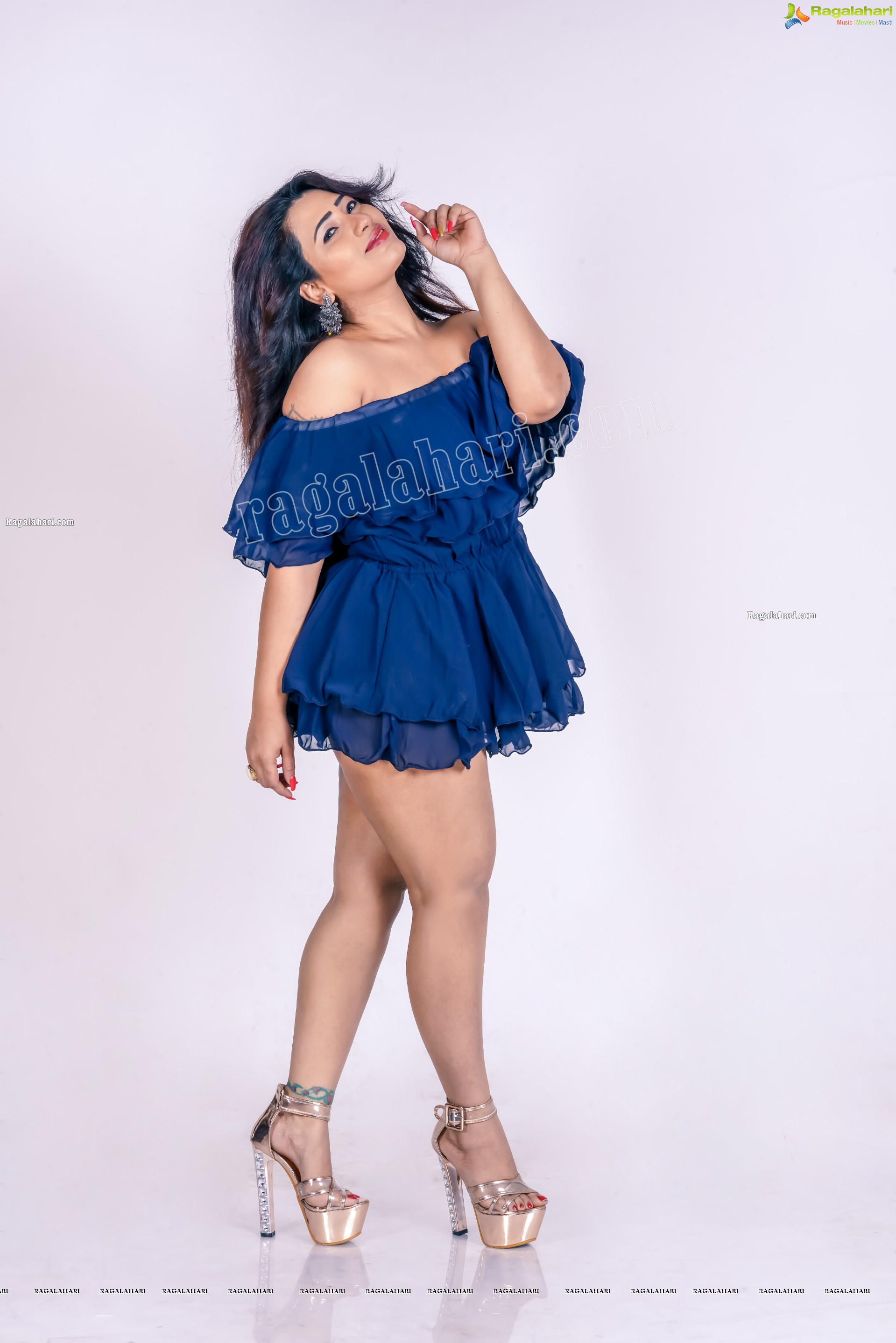 Sanjana Naidu in Royal Blue Ruffle Frill Mini Dress, Exclusive Photoshoot
