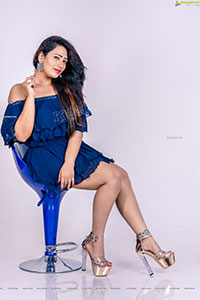 Sanjana Naidu in Royal Blue Ruffle Frill Mini Dress