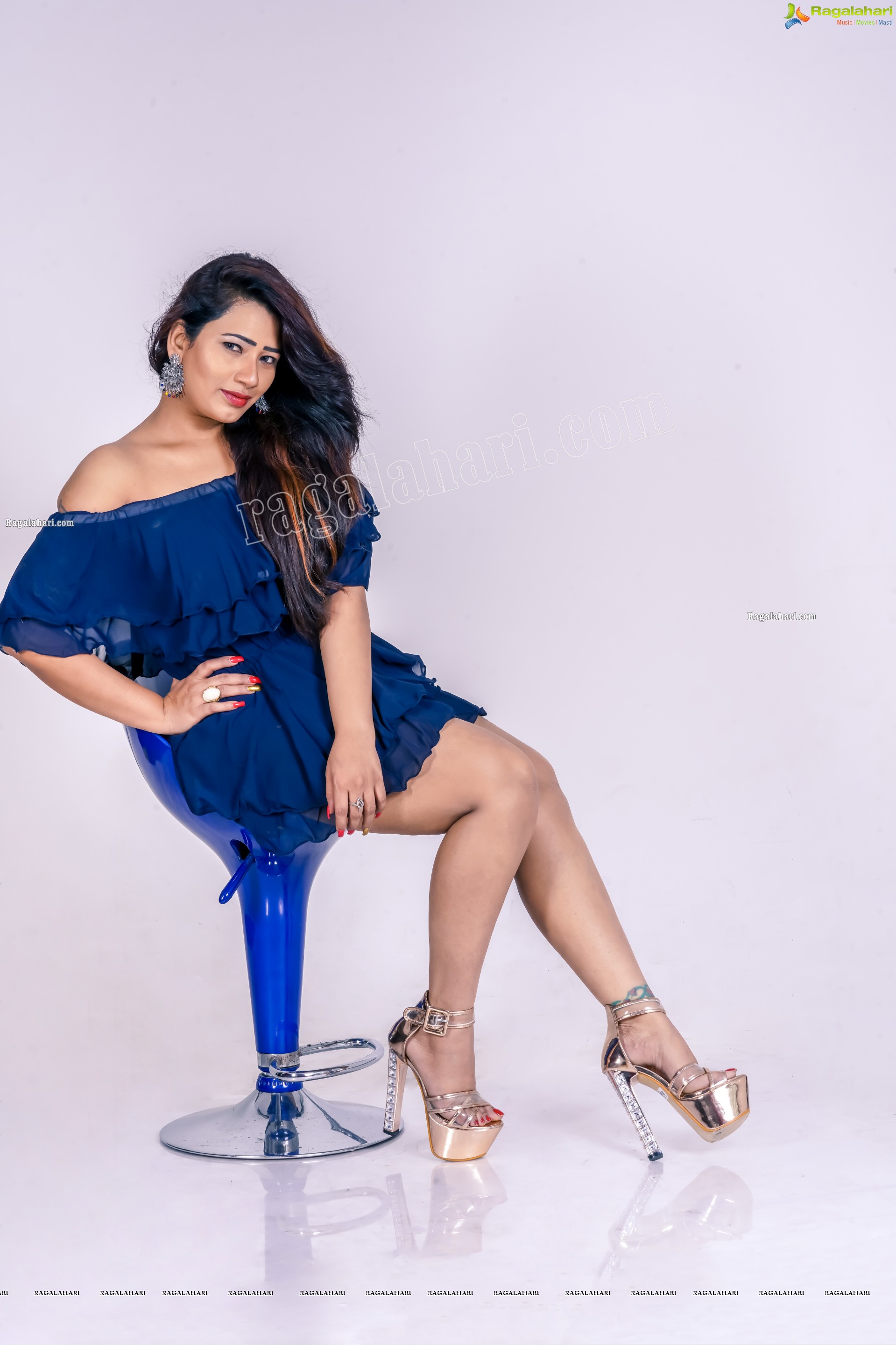 Sanjana Naidu in Royal Blue Ruffle Frill Mini Dress, Exclusive Photoshoot