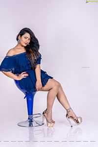 Sanjana Naidu in Royal Blue Ruffle Frill Mini Dress
