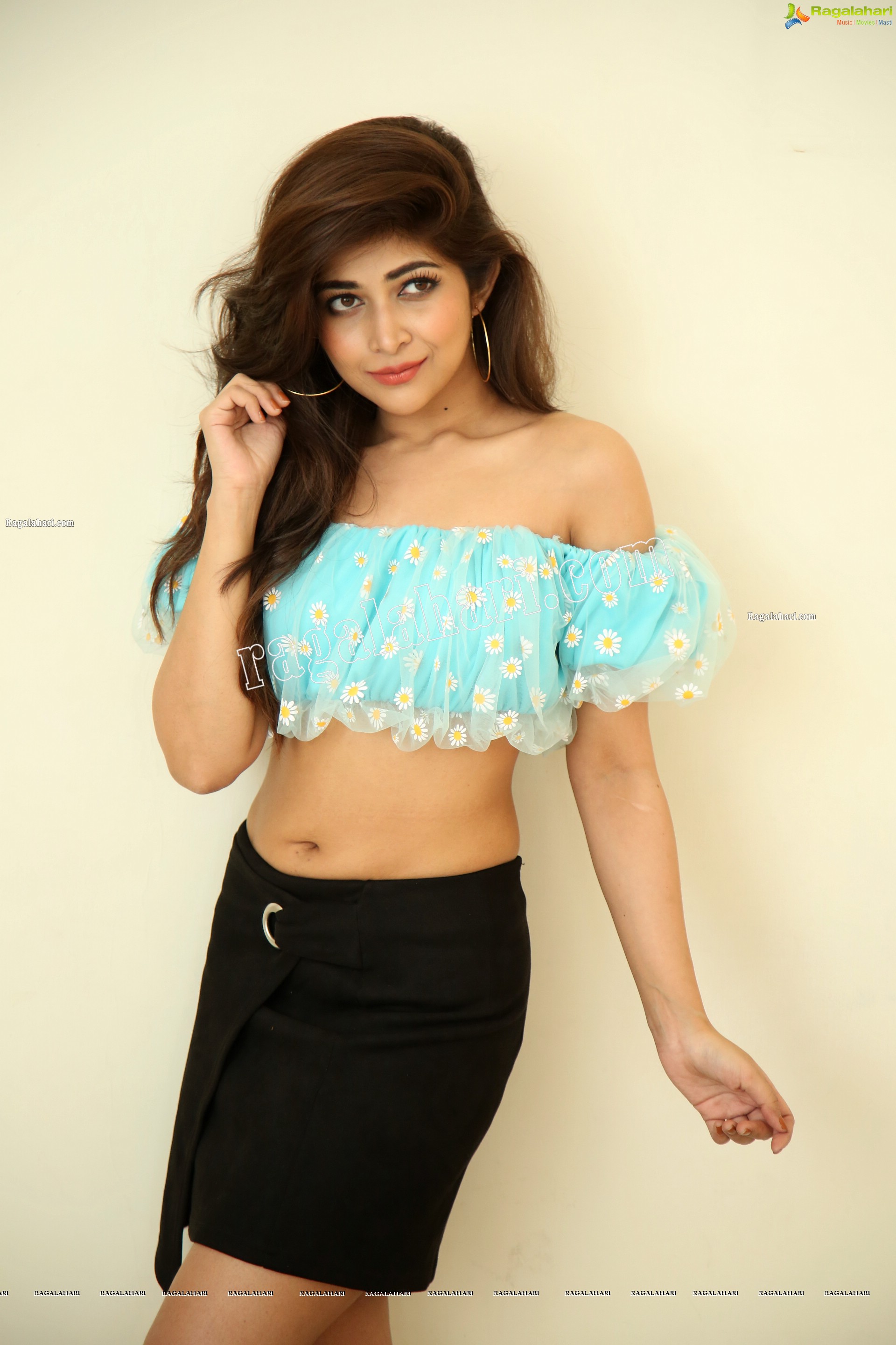 Srijita Gosha in Aqua-Blue Crop Top and Black Mini Skirt, Exclusive Photo Shoot