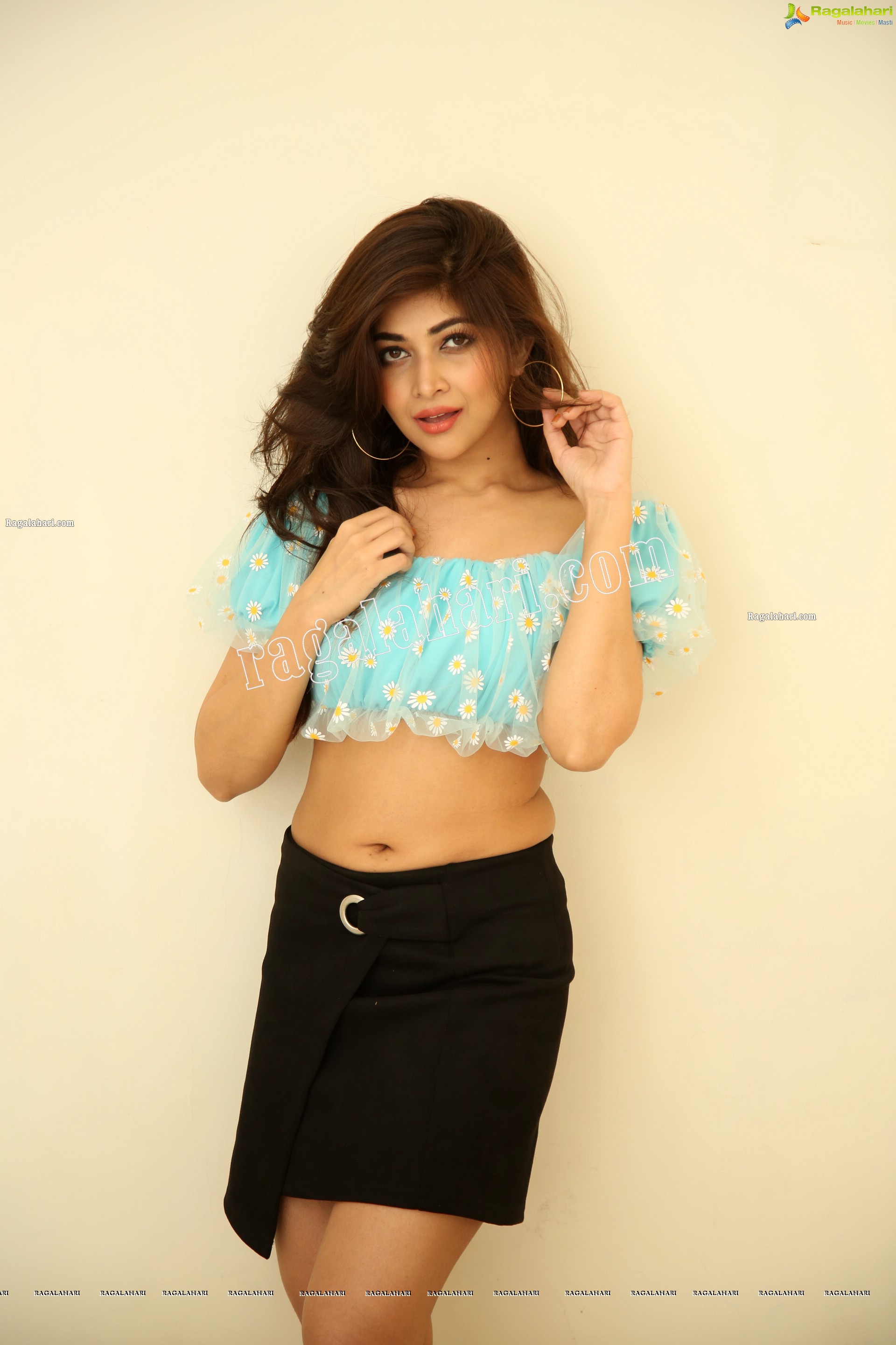 Srijita Gosha in Aqua-Blue Crop Top and Black Mini Skirt, Exclusive Photo Shoot