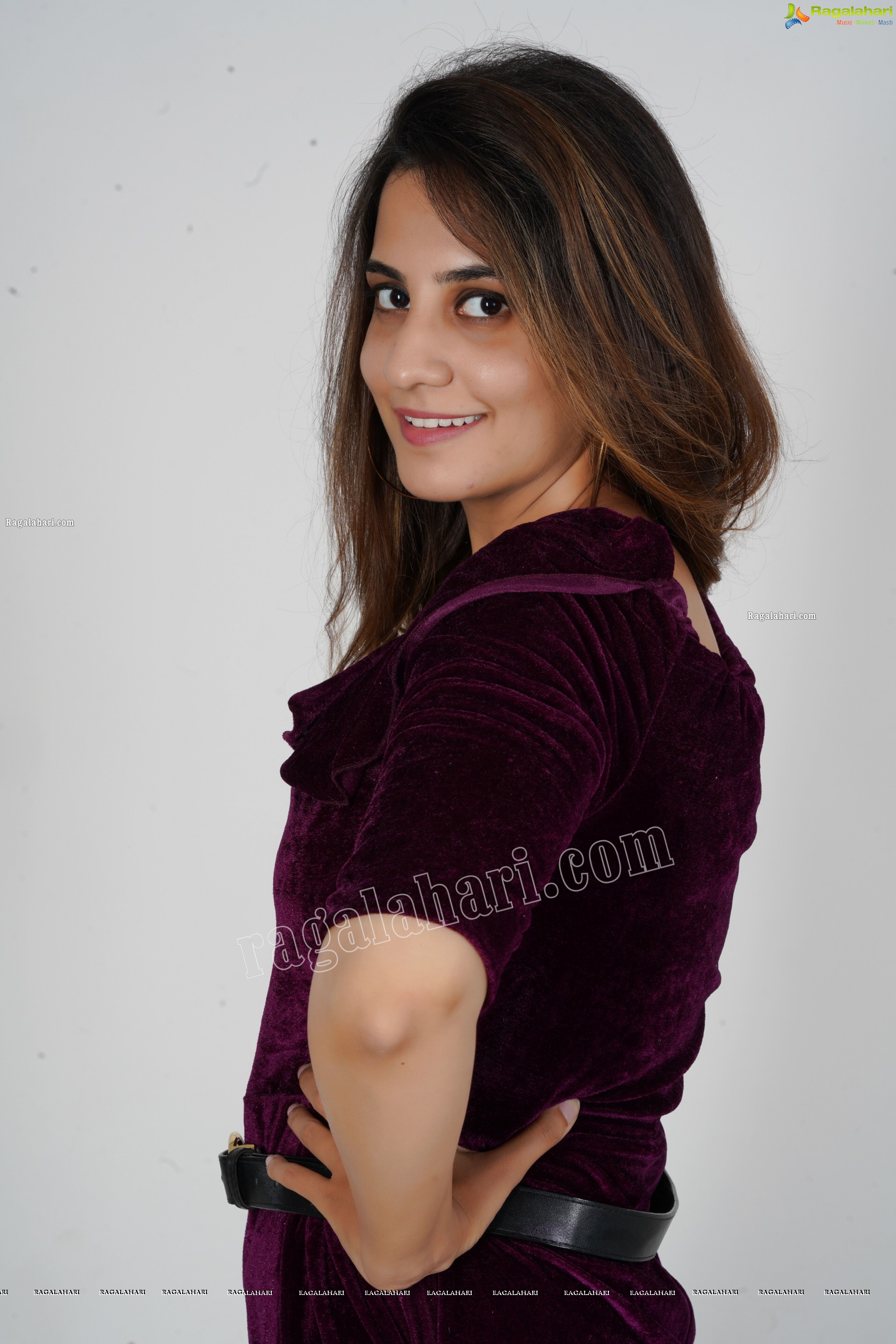 Tejal Tammali in Purple Velvet Jumpsuit, Exclusive Photoshoot