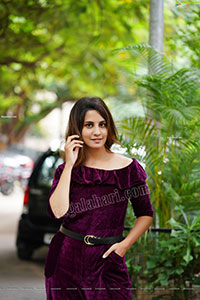 Model Tejal Tammali in Purple Velvet Jumpsuit