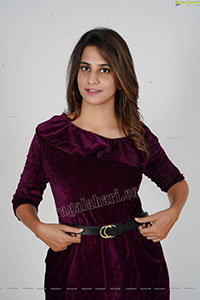 Model Tejal Tammali in Purple Velvet Jumpsuit