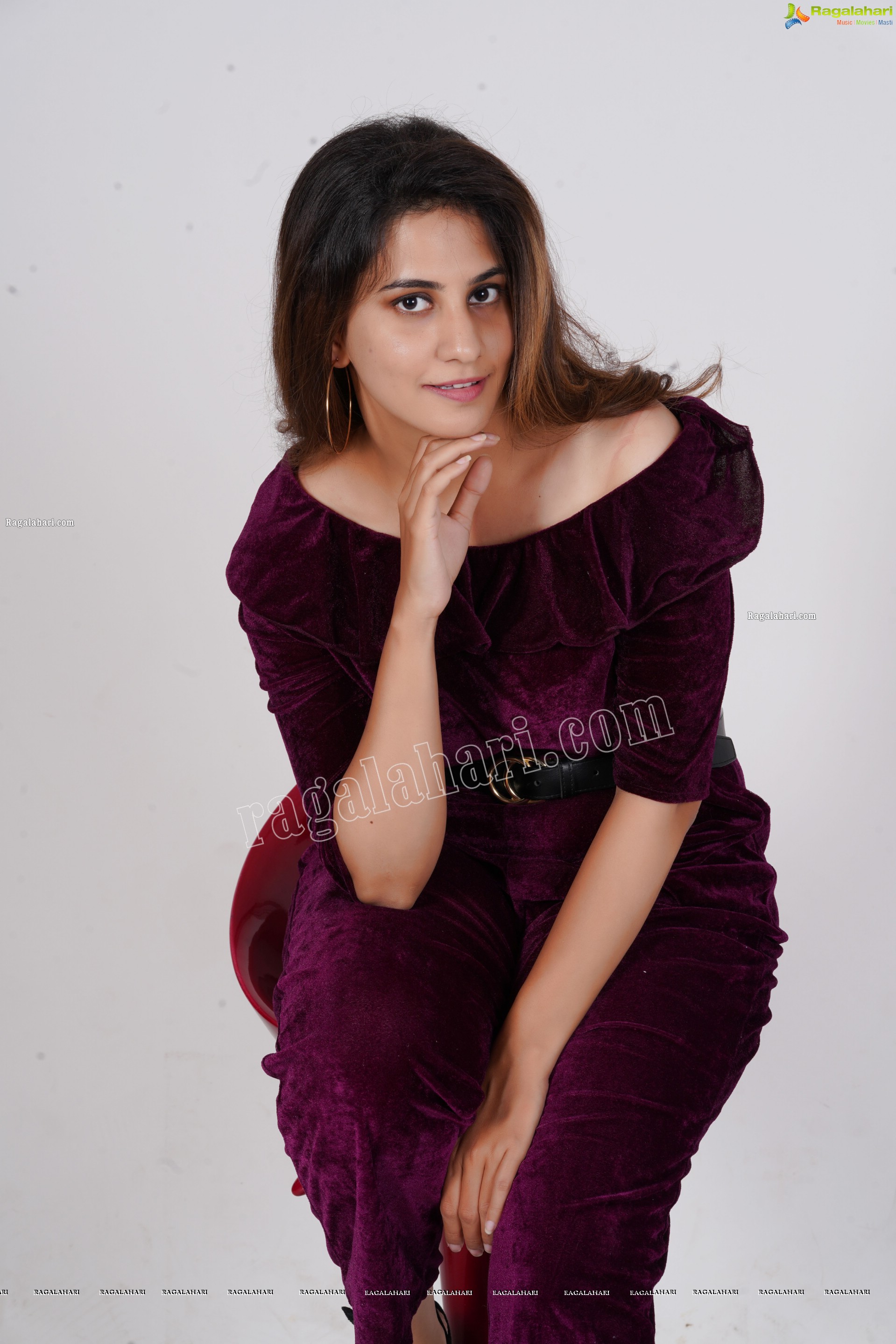 Tejal Tammali in Purple Velvet Jumpsuit, Exclusive Photoshoot