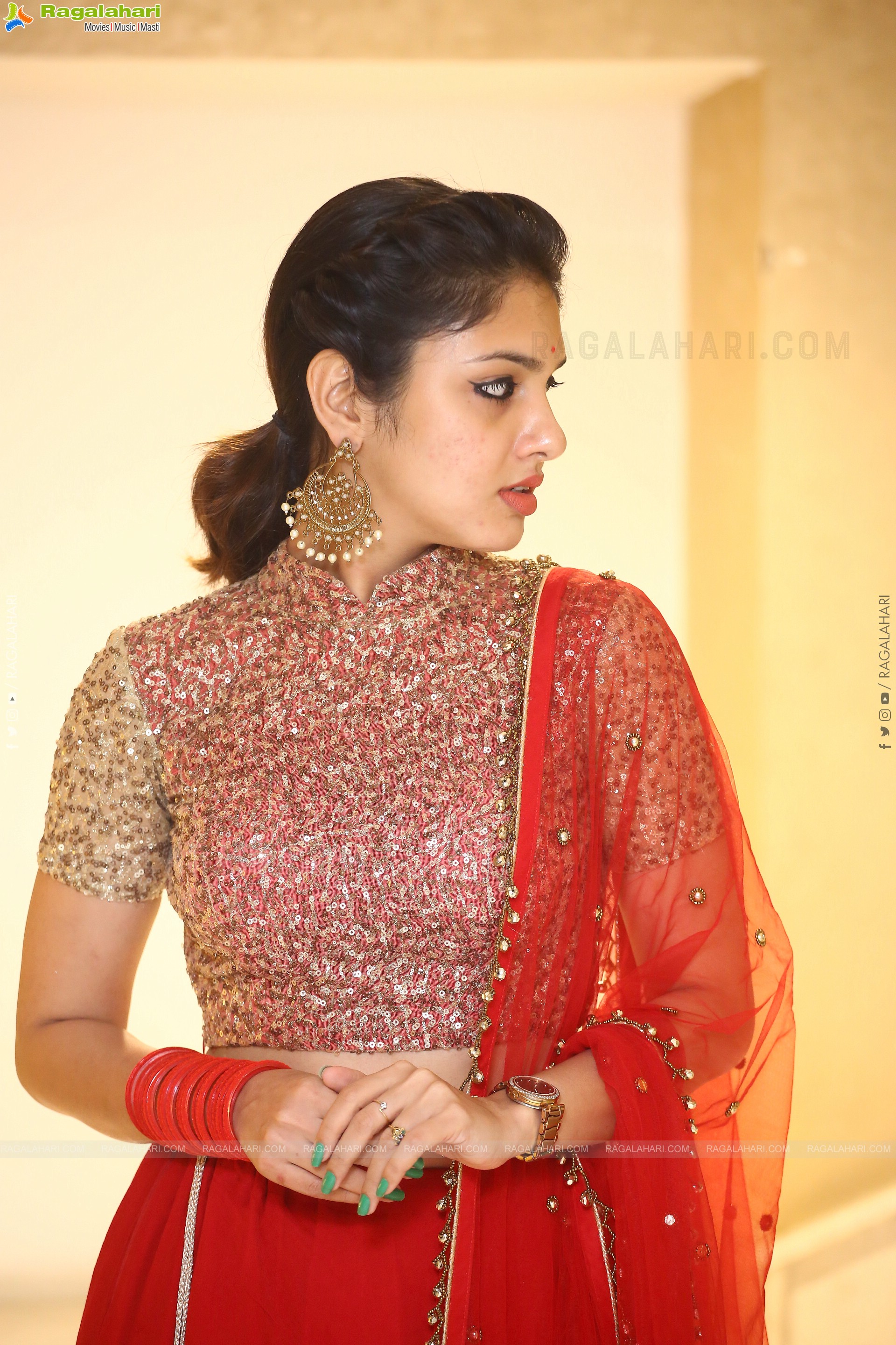 Gayathri Suresh at Gandharwa Movie Pre-Release Event, HD Photo Gallery