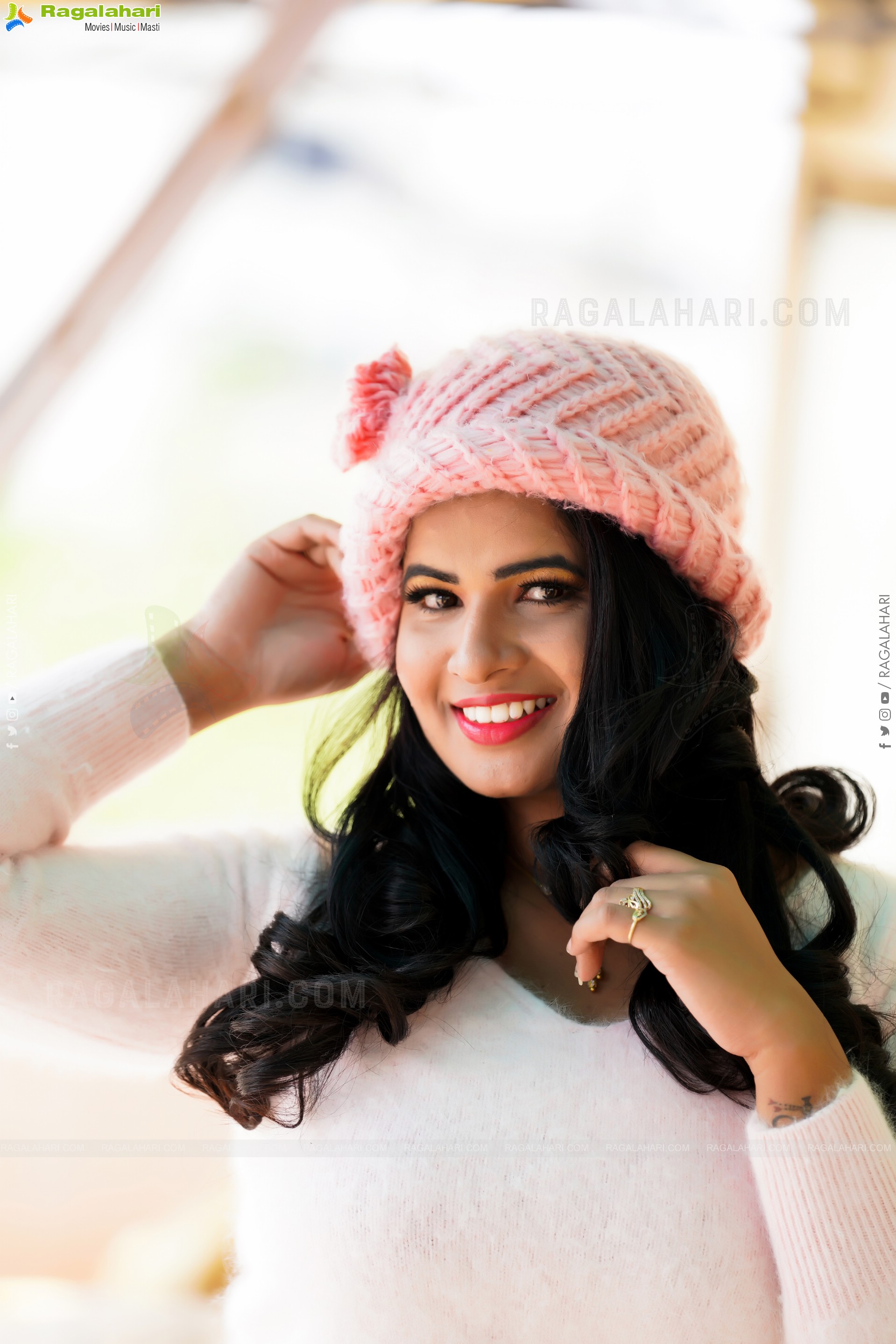 Anusha Venugopal in Baby Pink Sweatshirt and Beanie Cap, Exclusive Photo Shoot