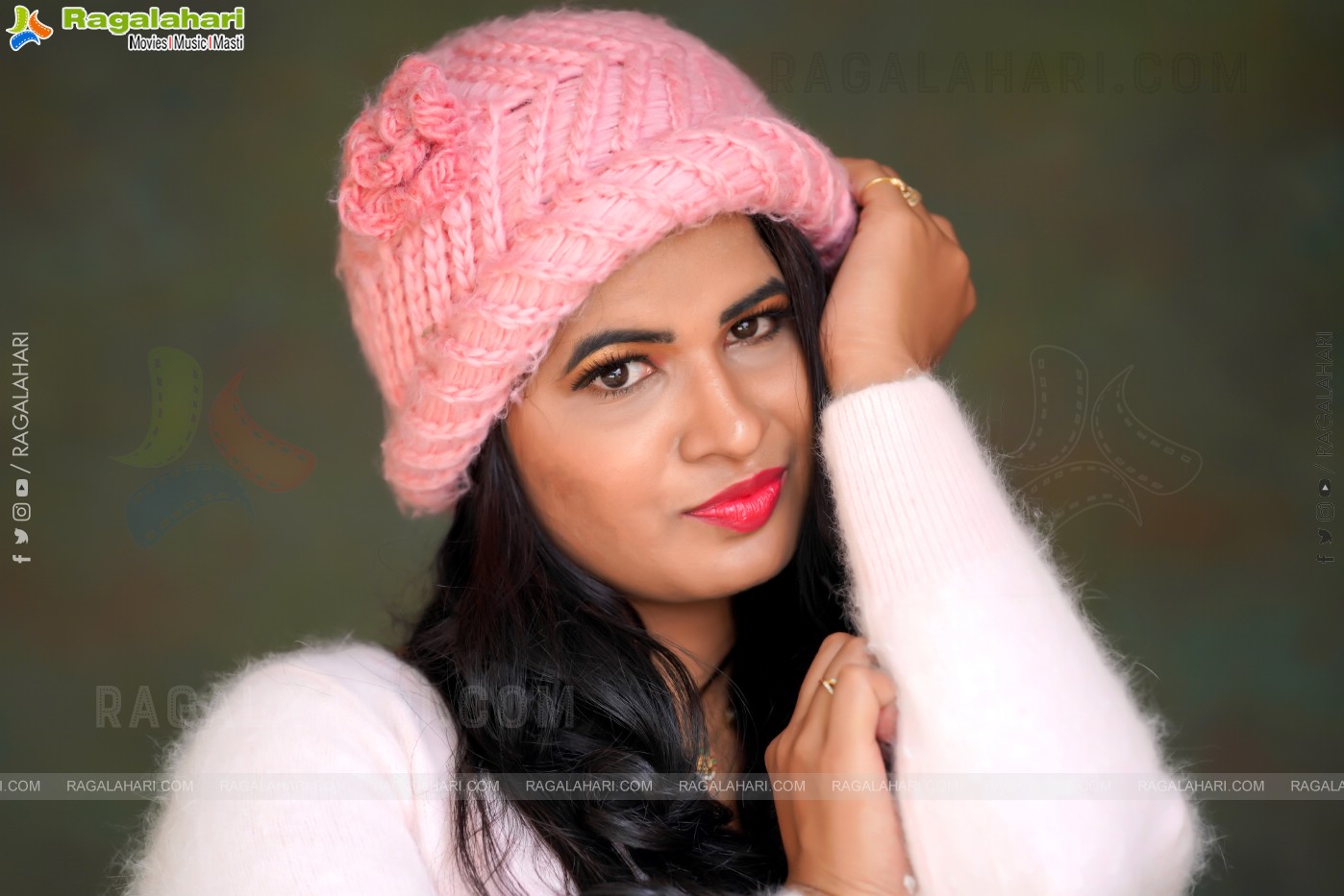 Anusha Venugopal in Baby Pink Sweatshirt and Beanie Cap, Exclusive Photo Shoot