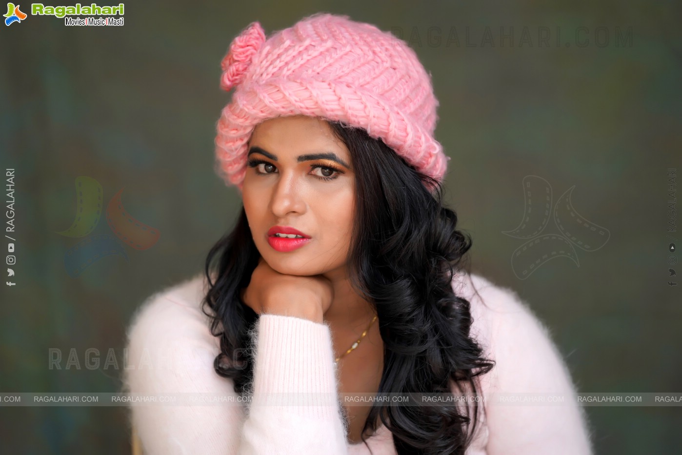 Anusha Venugopal in Baby Pink Sweatshirt and Beanie Cap, Exclusive Photo Shoot