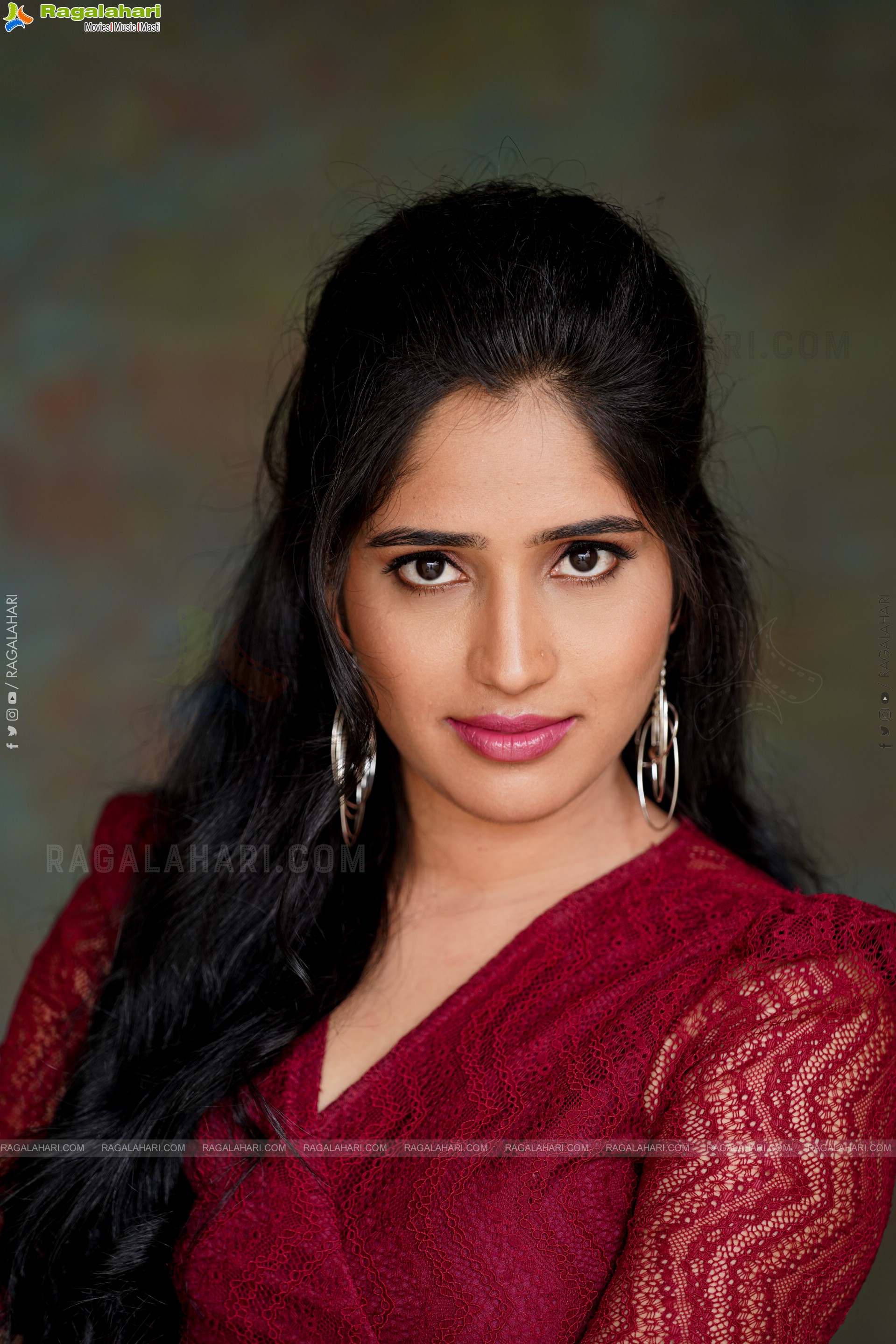 Ayesha in Maroon Crop top and Denim Shorts, Exclusive Photoshoot